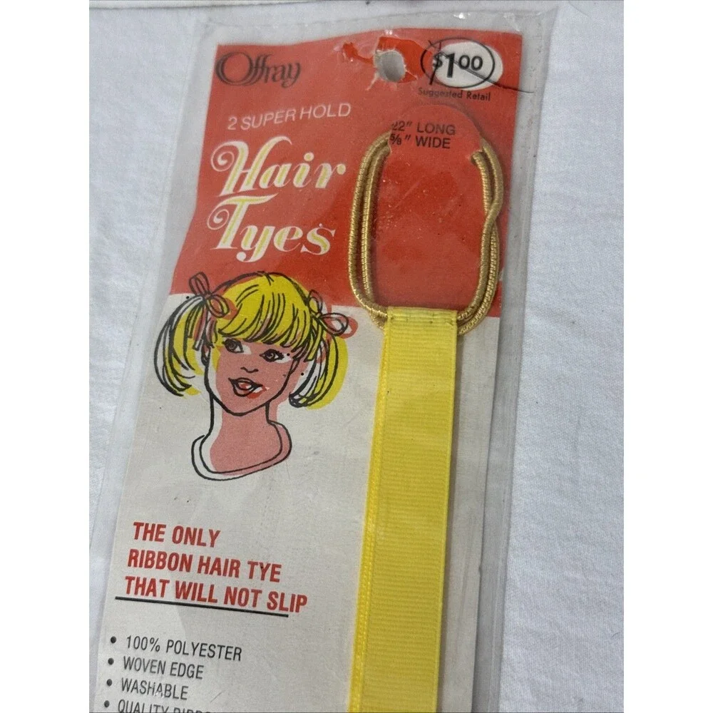 Offray Hair Ties Tuesday Butter  Yellow Ribbon 22” Long  Grosgrain Vtg New